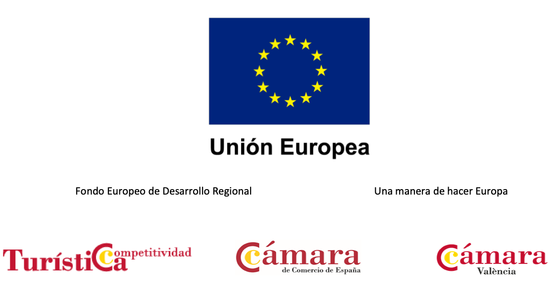 Unión Europea, Fondo Europeo de Desarrollo Regional, "Una manera de hacer Europa". Programa de Competitividad Turística, Cámara de Comercio de España y Cámara València.